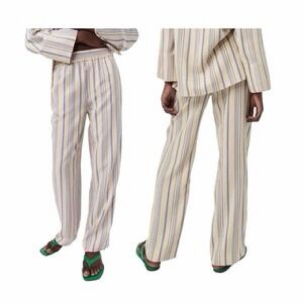 Zara Cream Striped Women's Trousers